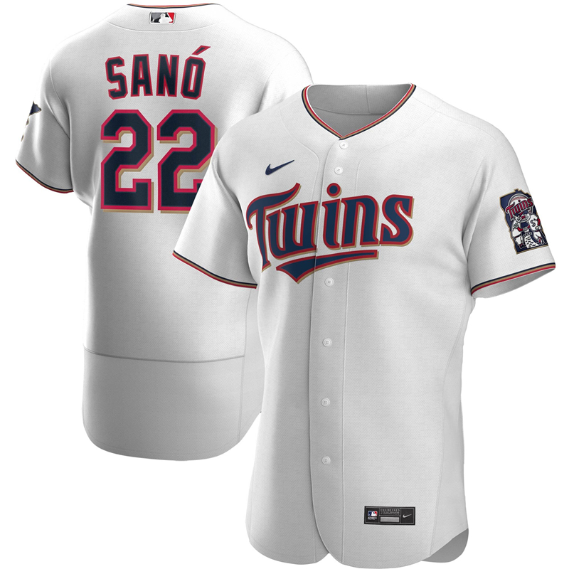 2020 MLB Men Minnesota Twins 22 Miguel Sano Nike White Home 2020 Authentic Player Jersey 1